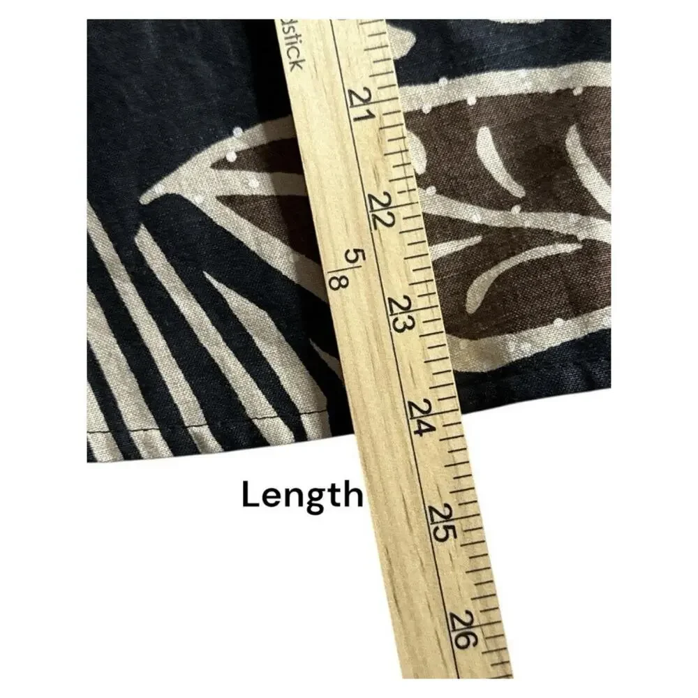 Bianca Linen Blazer Jacket 100% Linen Size 12 Black Brown Geo Artsy Cottagecore